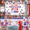 4th of July Birthday Decorations, Little Firecracker First Birthday Party Supplies Backdrop Balloon Box Cake Cupcake Topper Tablecloth for Baby Shower Memorial Day Independence Day Decorations